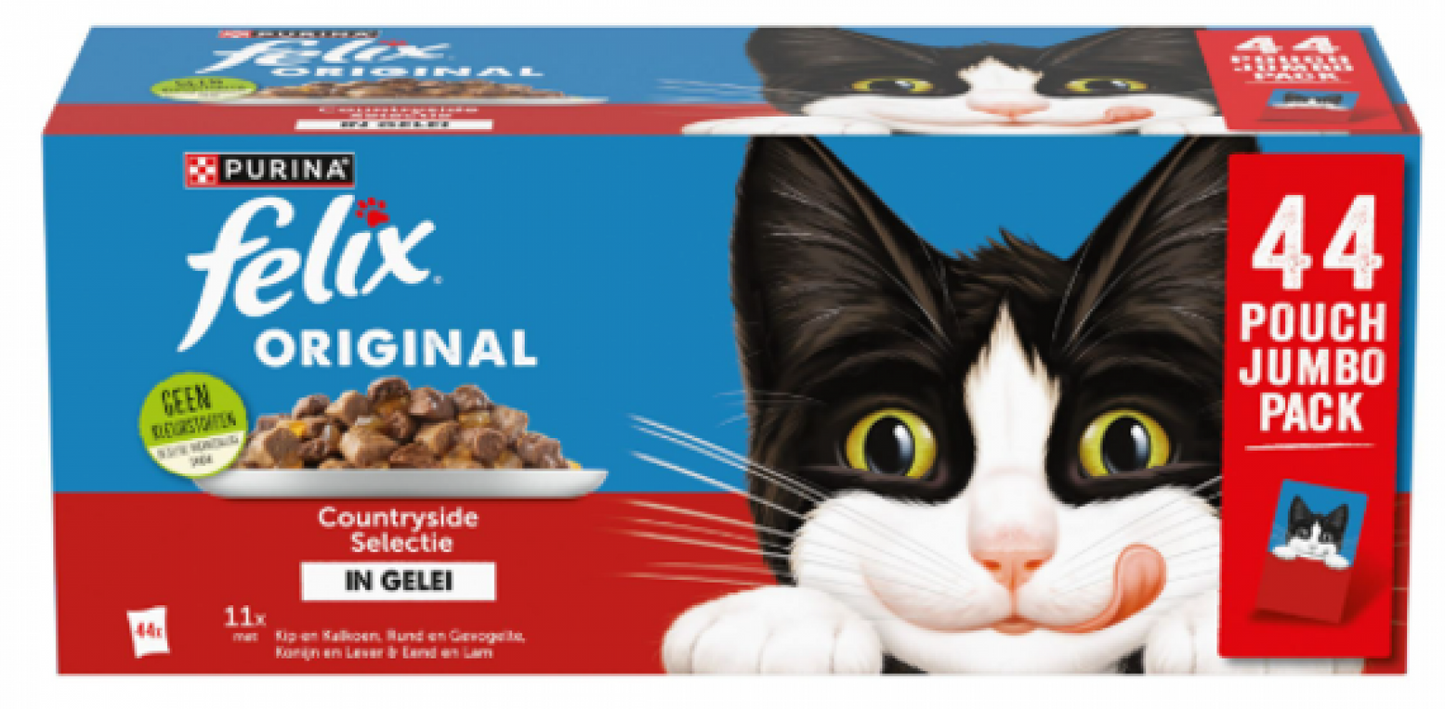 Afbeelding van Felix Original Katten Natvoer in Gelei – Countryside Selectie Multipack 44x85g
