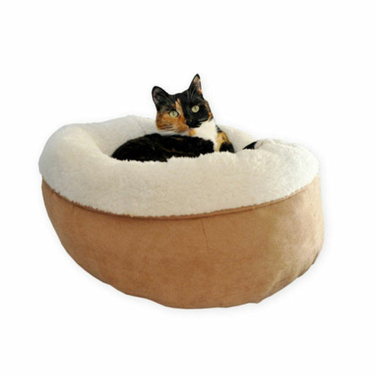 All For Paws kattenmnd lambswl donut bed tan beige 1st