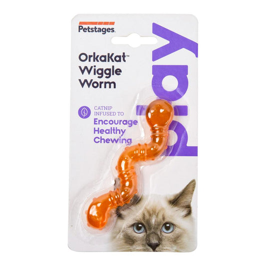 Petstages cat orkakat catnip wiggle worm orange 1st