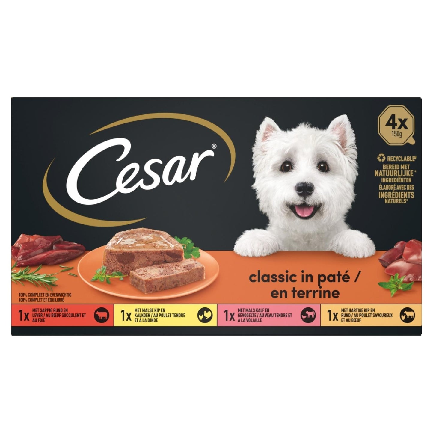 Cesar Classic alu kuipje paté mp 4x150gr