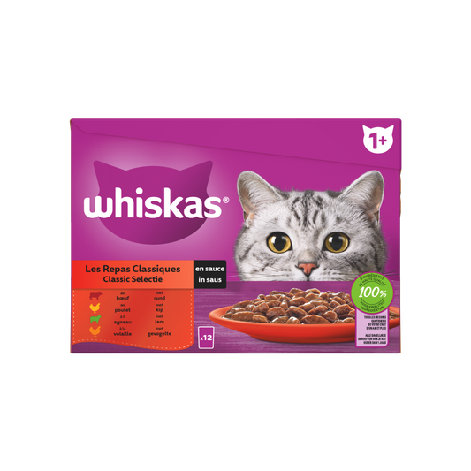 Whiskas 1+ pouch adult saus classic selectie mp 12x85gr