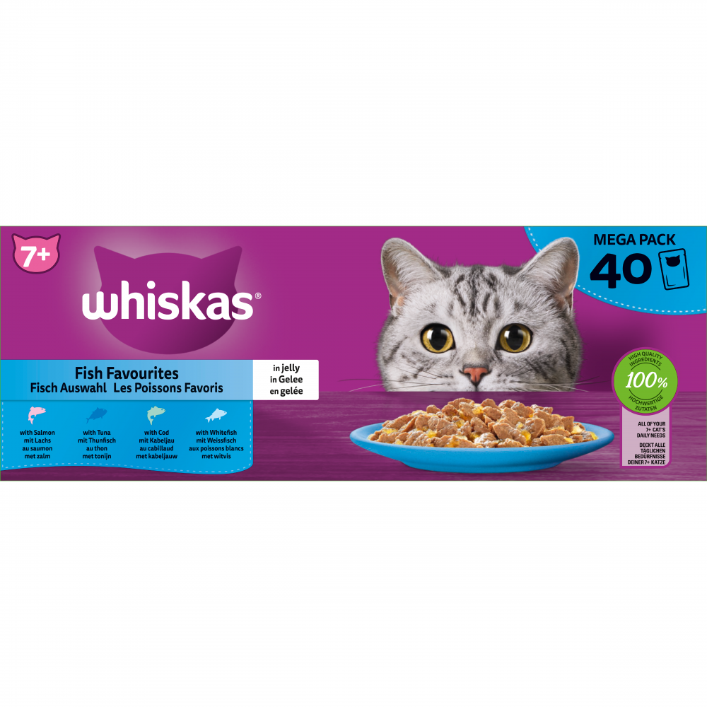 Whiskas 7+ pouch senior gelei vis selectie mp 40x85gr