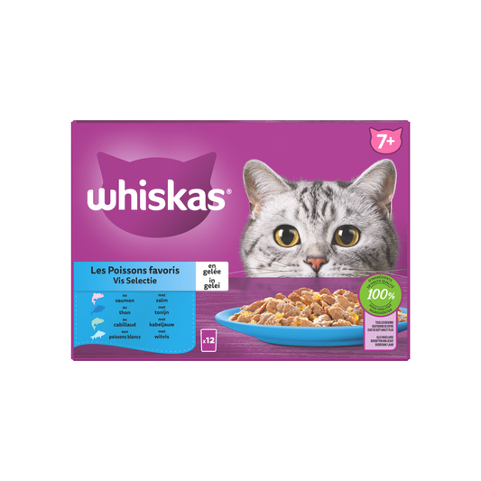 Whiskas 7+ pouch senior gelei vis selectie mp 12x85gr