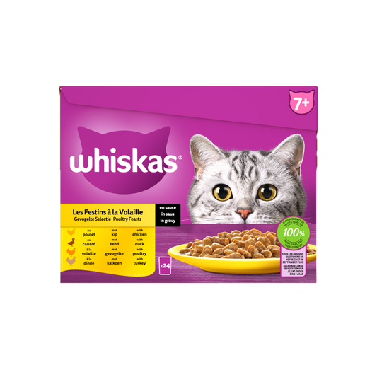 Whiskas 7+ pouch senior saus gevogelte selectie mp 24x85gr