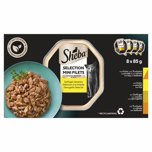 Sheba Mini Filets alu saus gevogelte sel mp 8x85gr