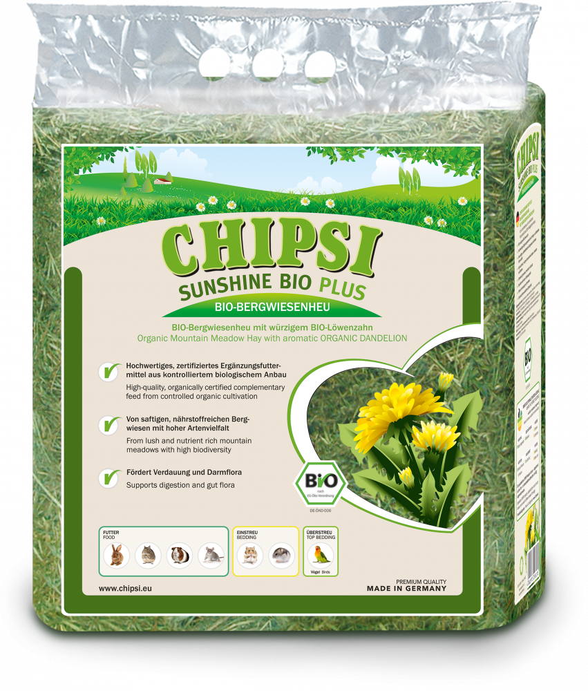 Chipsi Sunshine Bio Plus weidehooi paardenbloem 600gr