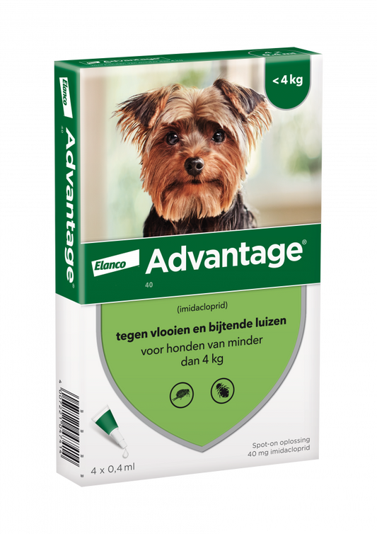 Advantage parasietbehandeling hond 40 <4kg 4pip