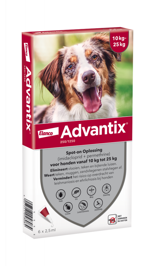 Advantix parasietbehandeling spot-on hond 250 6pip