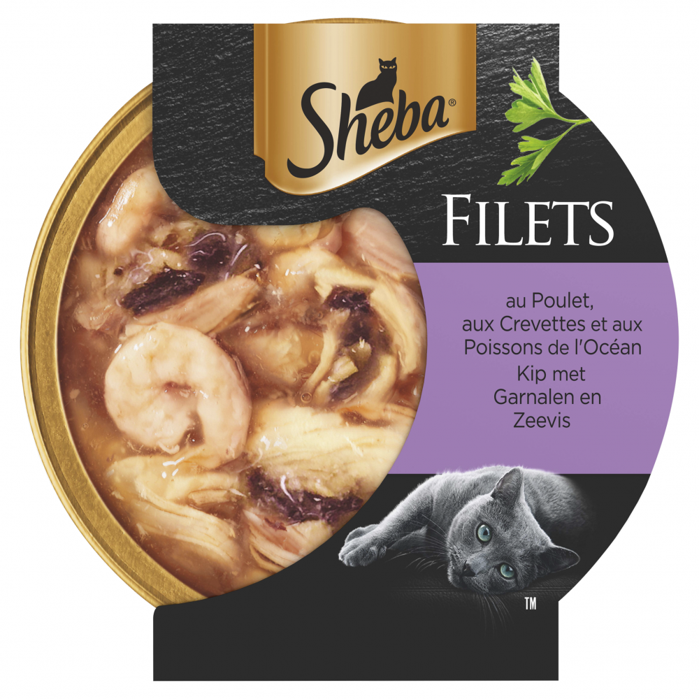 Sheba filets kip&garnalen&oceaanvis saus 60gr