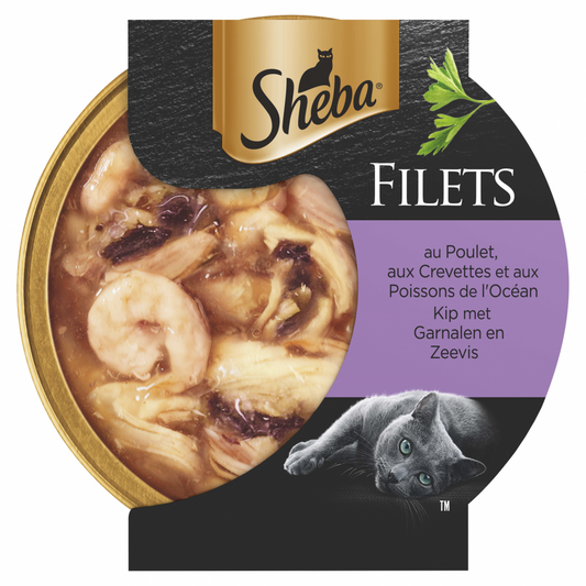 Sheba filets kip&garnalen&oceaanvis saus 60gr
