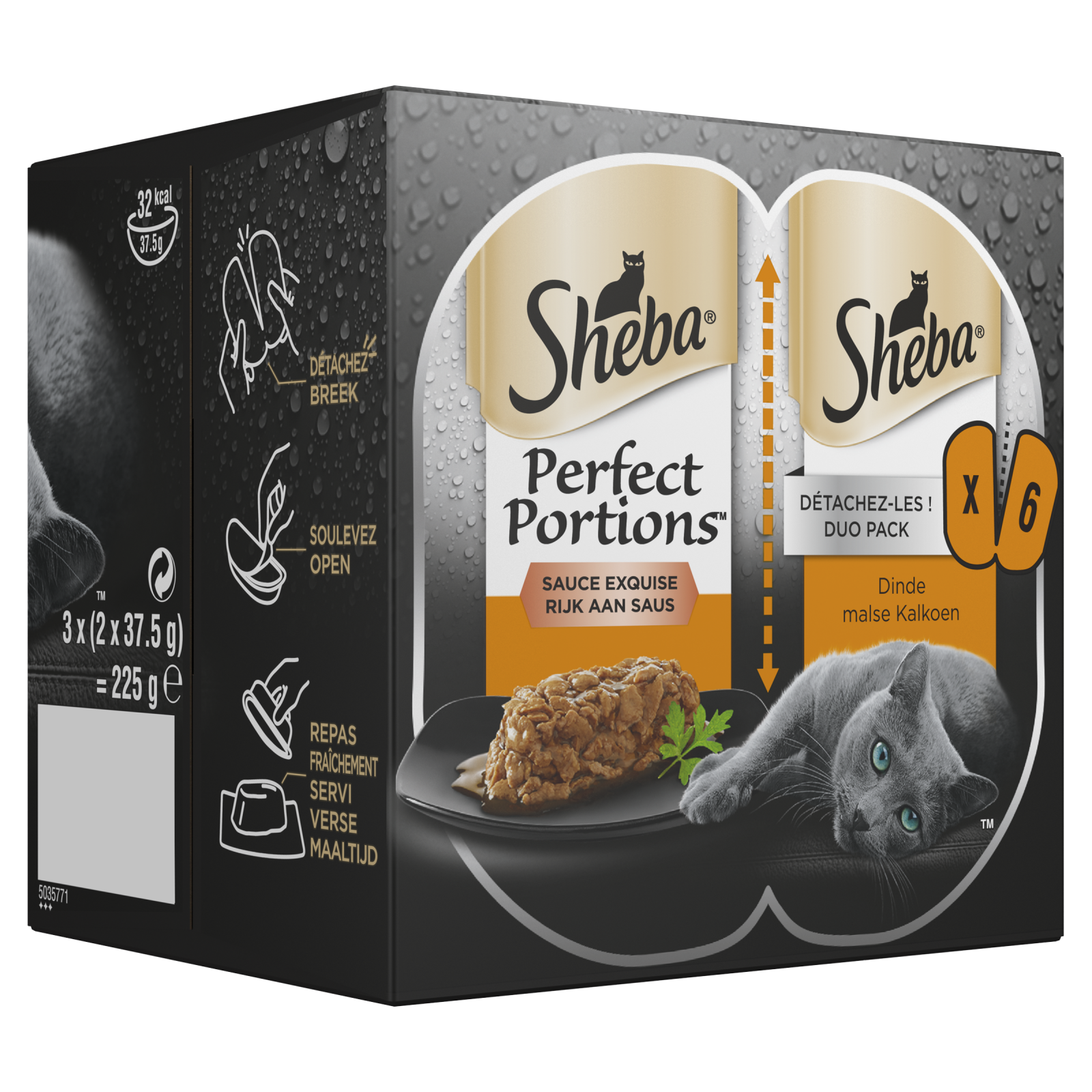 Sheba Perfect Portions adult saus kalkoen mp 6x37,5gr