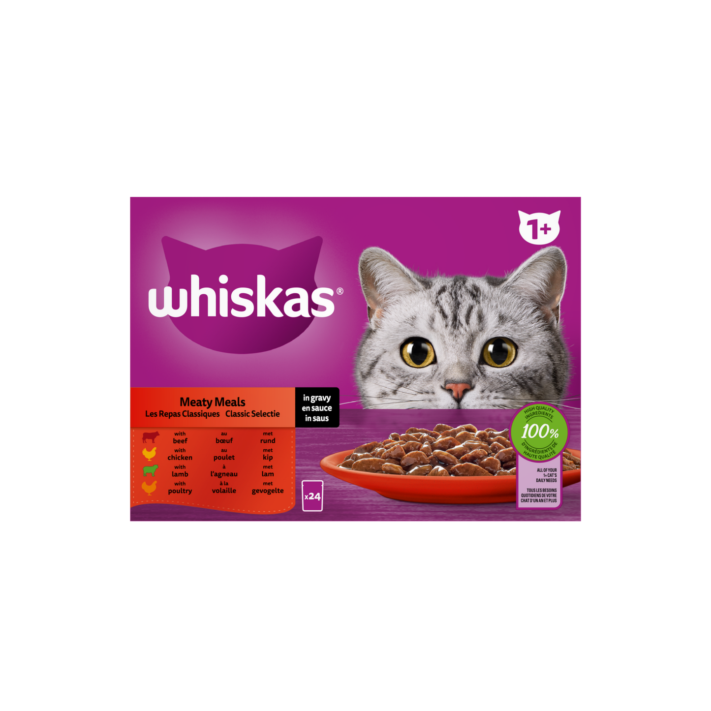 Whiskas 1+ pouch adult saus classic selectie mp 24x85gr
