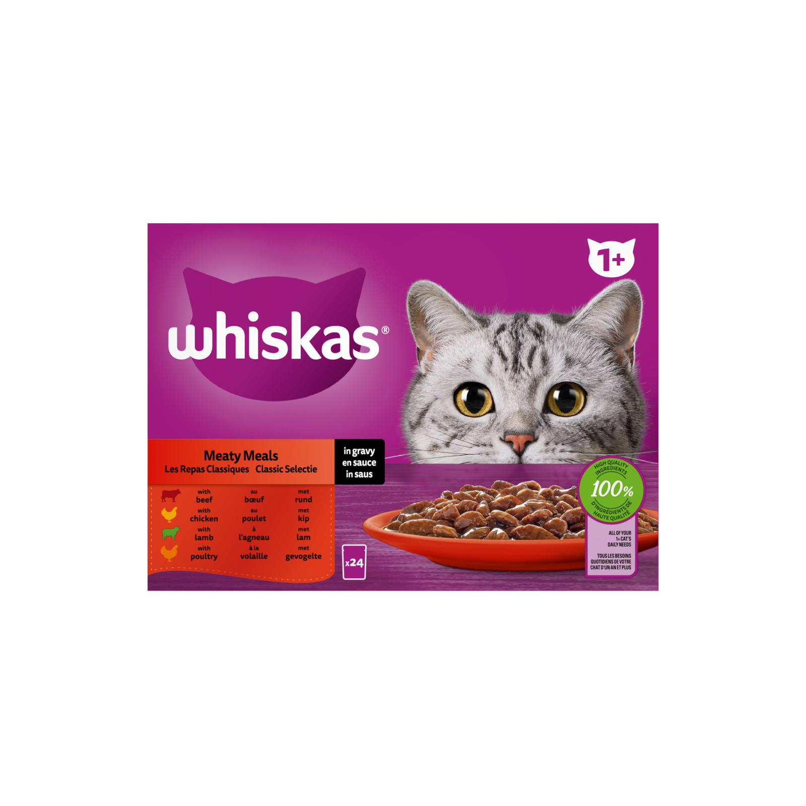 Whiskas 1+ pouch adult saus classic selectie mp 24x85gr