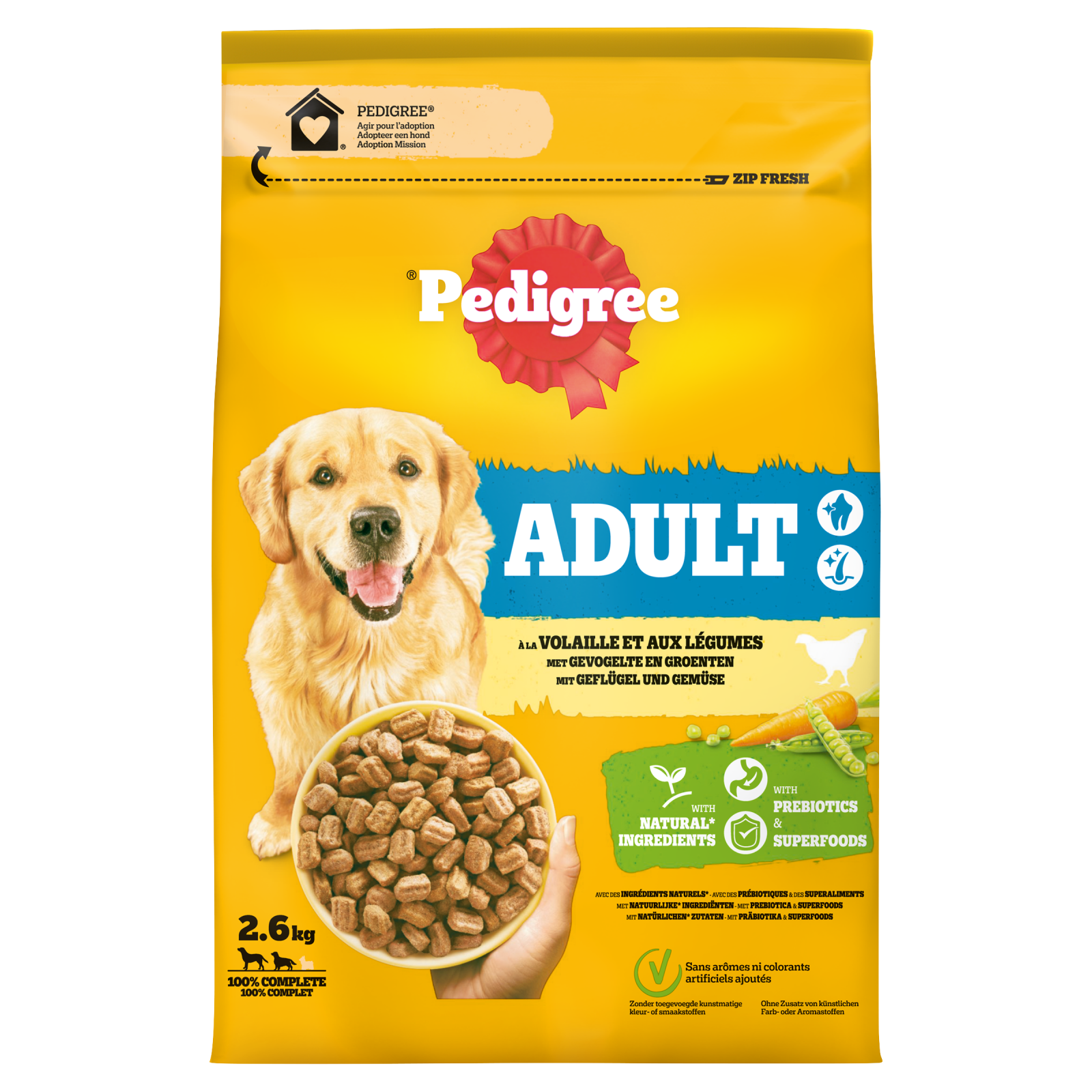 Pedigree droog adult kip 2,6kg