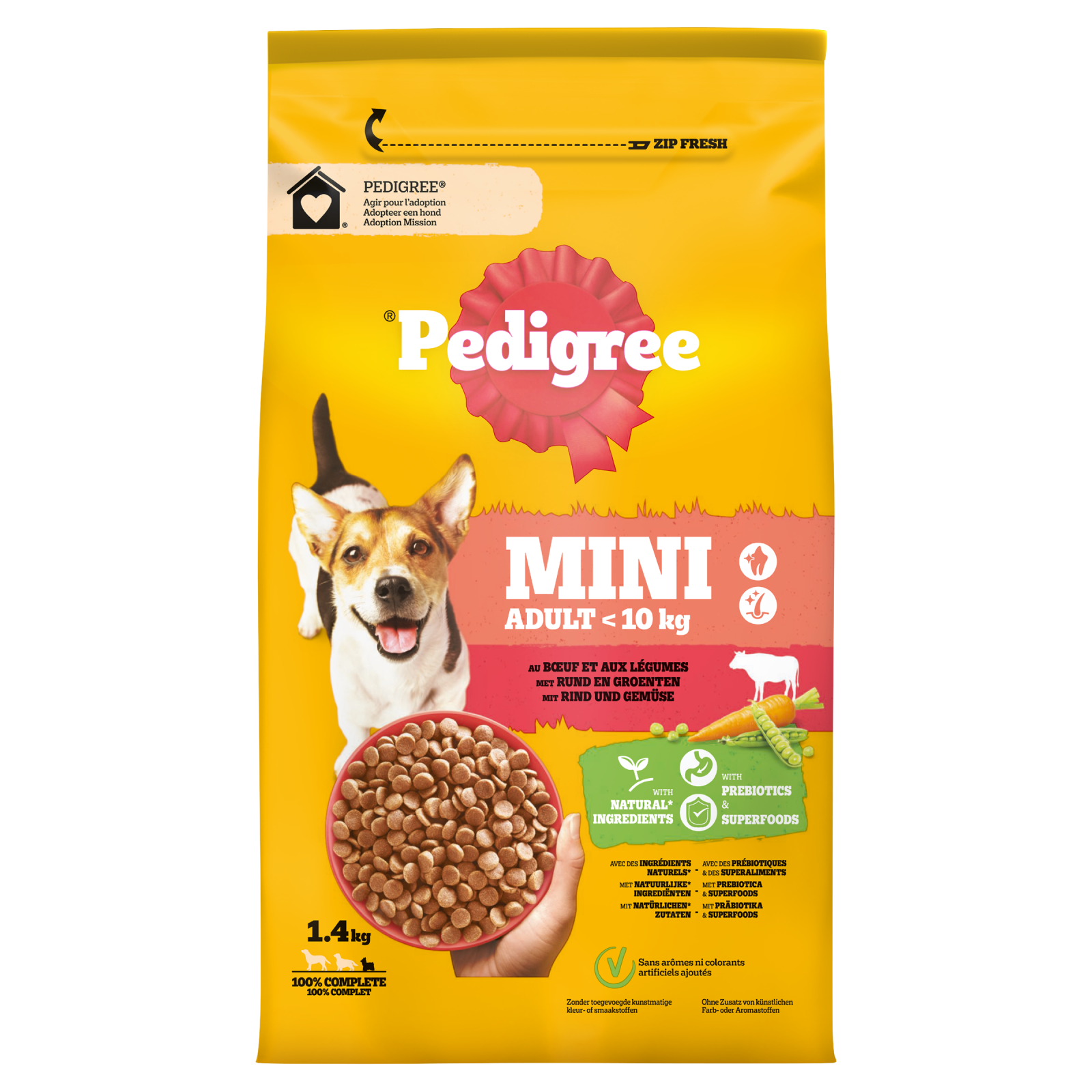 Pedigree droog adult mini rund 1,4kg