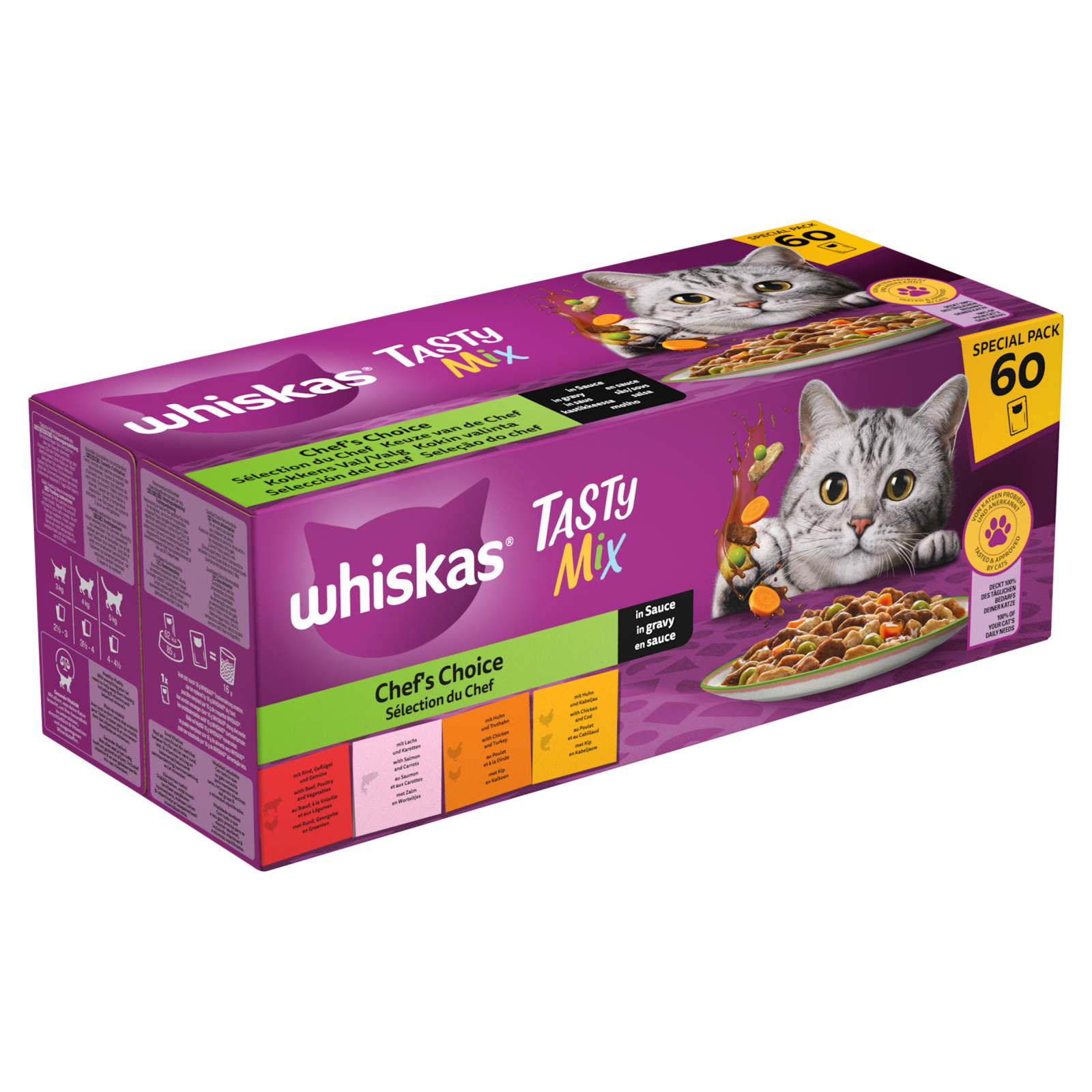 Whiskas 1+ pouch adult saus selectie van de chef mp 60x85gr