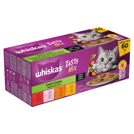 Whiskas 1+ pouch adult saus selectie van de chef mp 60x85gr