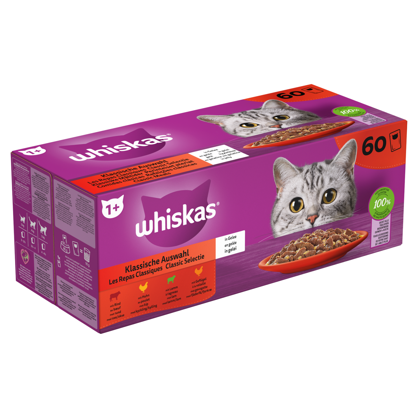 Whiskas 1+ pouch adult gelei classic selectie mp 60x85gr
