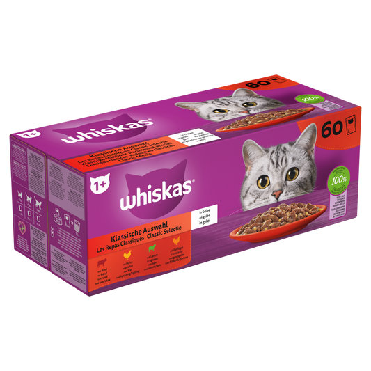 Whiskas 1+ pouch adult gelei classic selectie mp 60x85gr