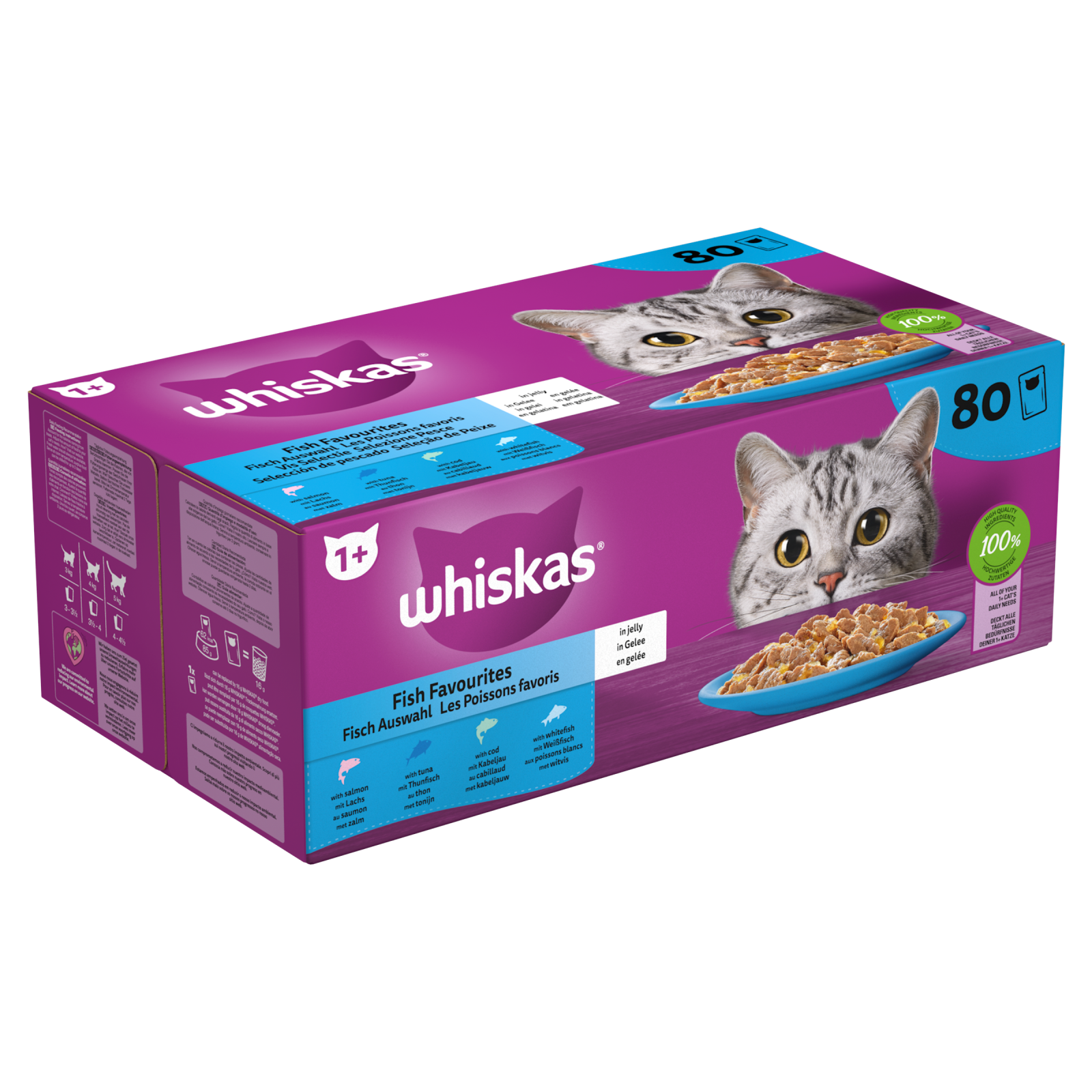 Whiskas 1+ pouch adult gelei vis selectie mp 80x85gr