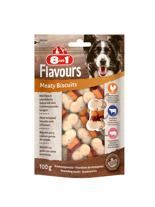 8in1 Flavours meaty biscuits 100gr
