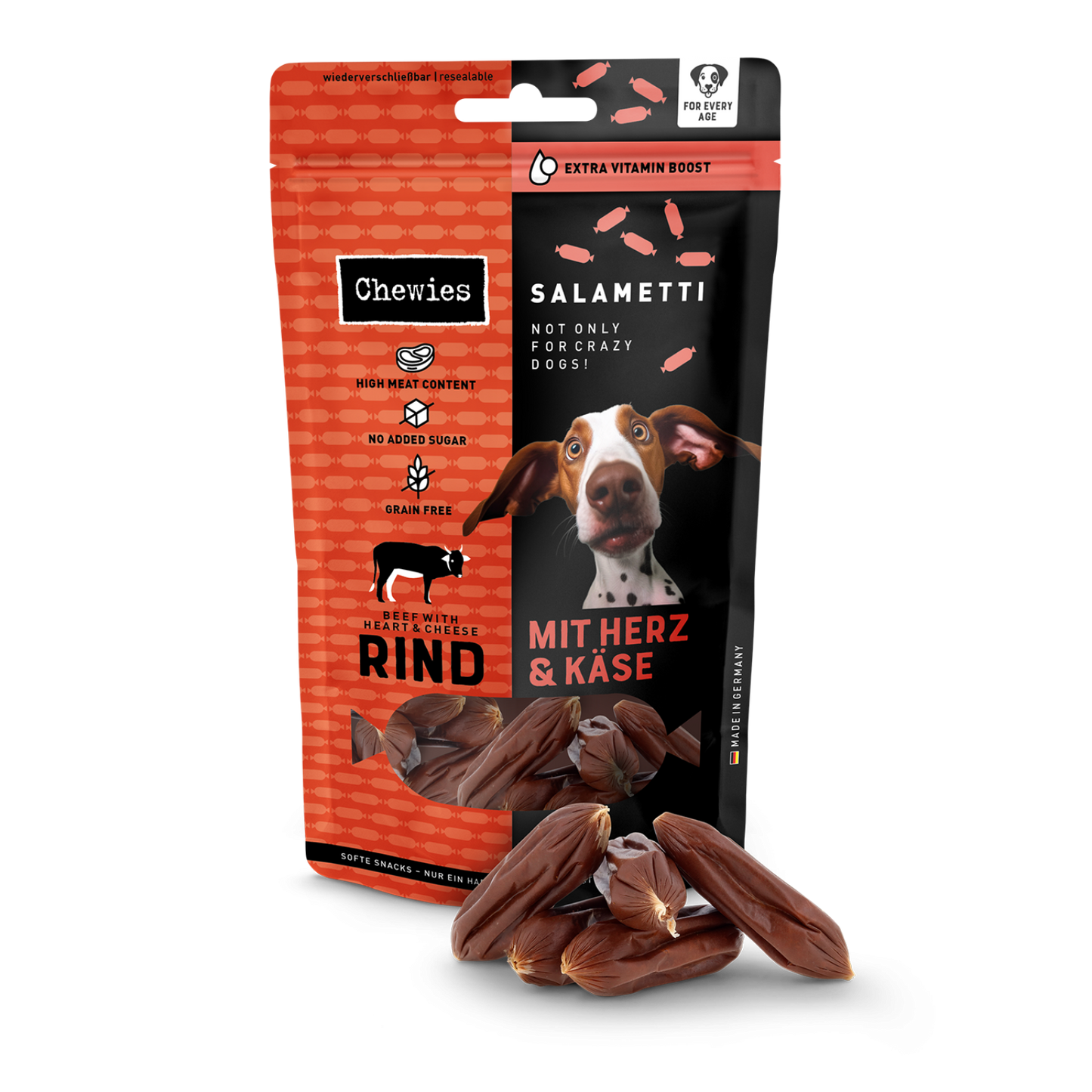 Chewies salametti rund, hart & kaas 200gr