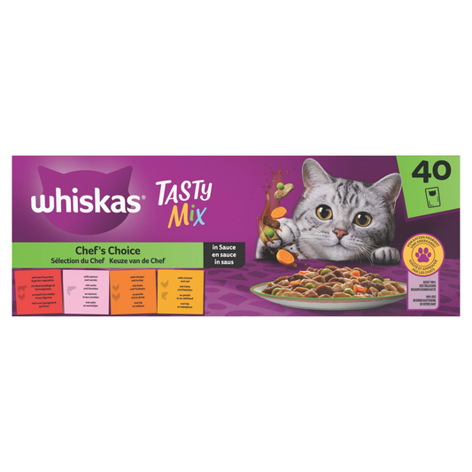 Whiskas 1+ pouch adult saus selectie van de chef mp 40x85gr