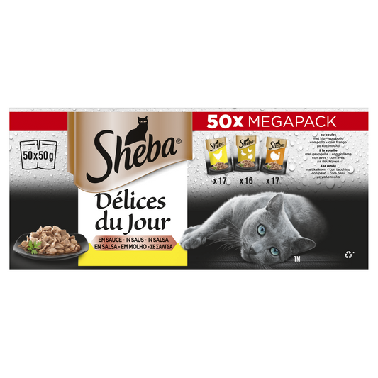 Sheba Délices du Jour pouch saus gevogelte sel mp 50x50gr