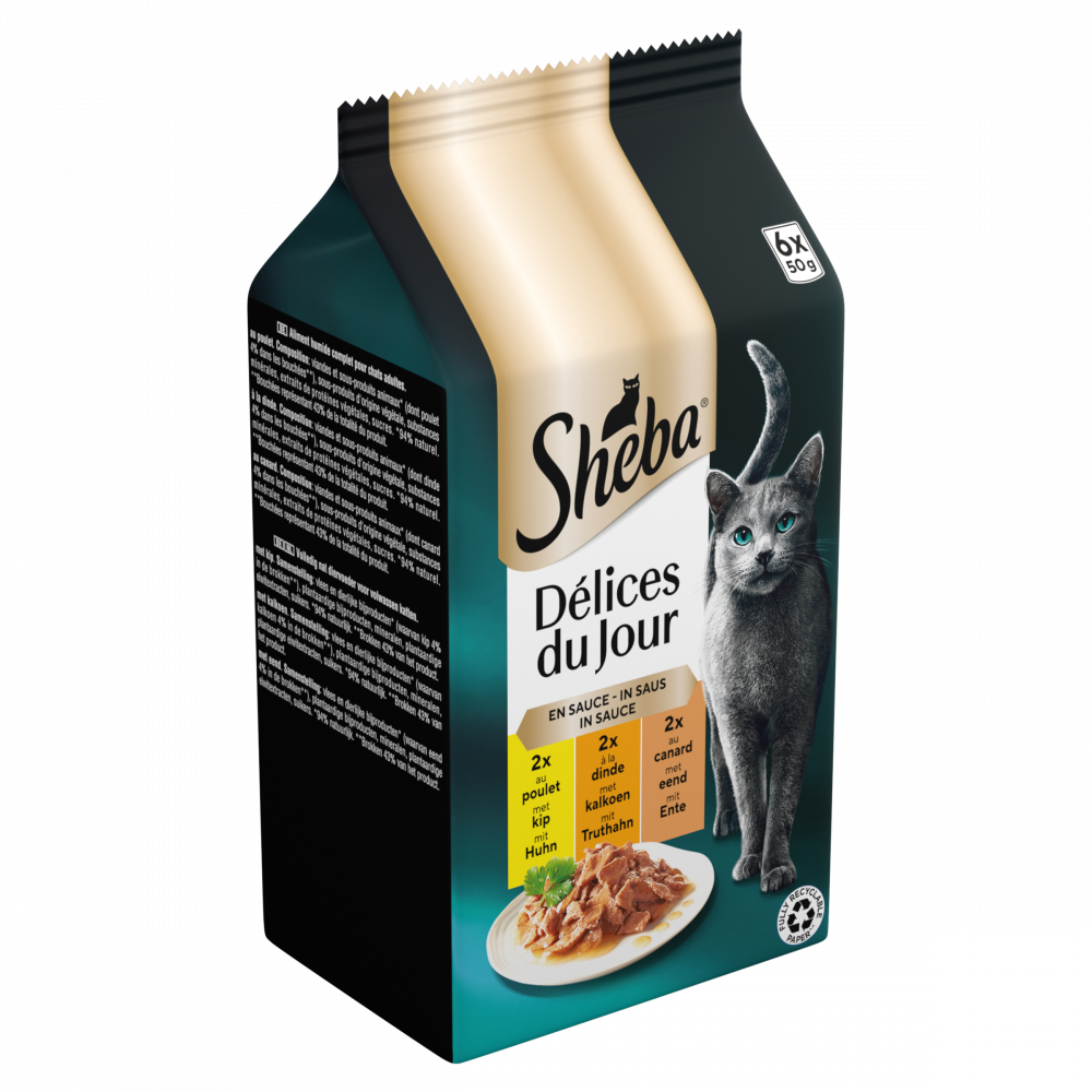 Sheba Délices du Jour pouch saus gevogelte sel mp 6x50gr
