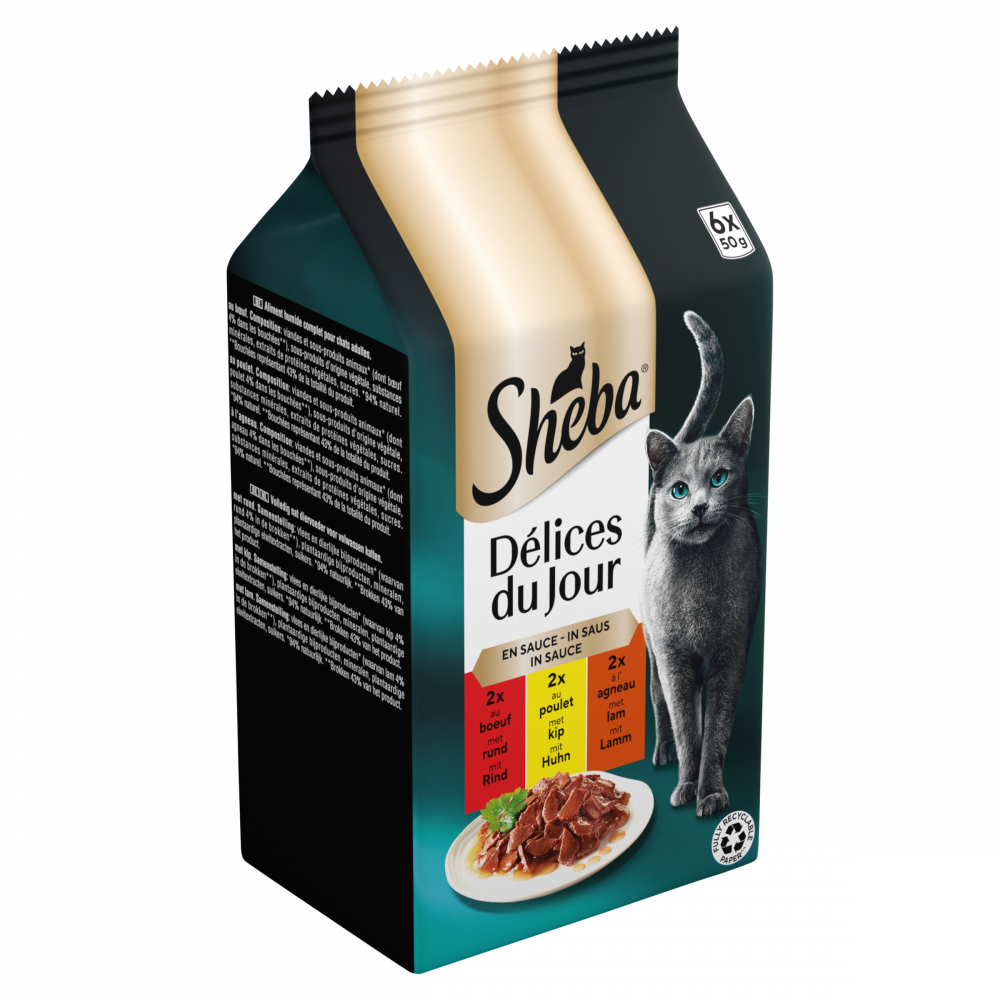 Sheba Délices du Jour pouch saus traiteur sel mp 6x50gr