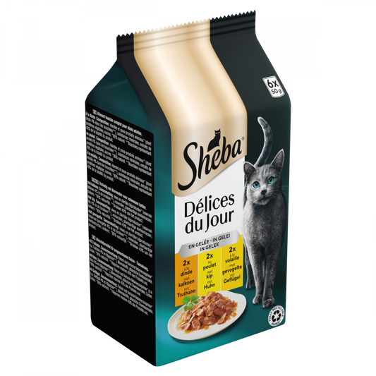 Sheba Délices du Jour pouch gelei gevogelte sel mp 6x50gr