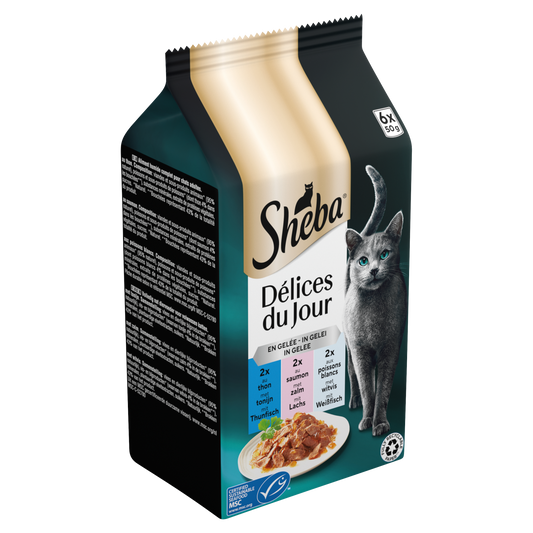 Sheba Délices du Jour pouch gelei vis sel mp 6x50gr