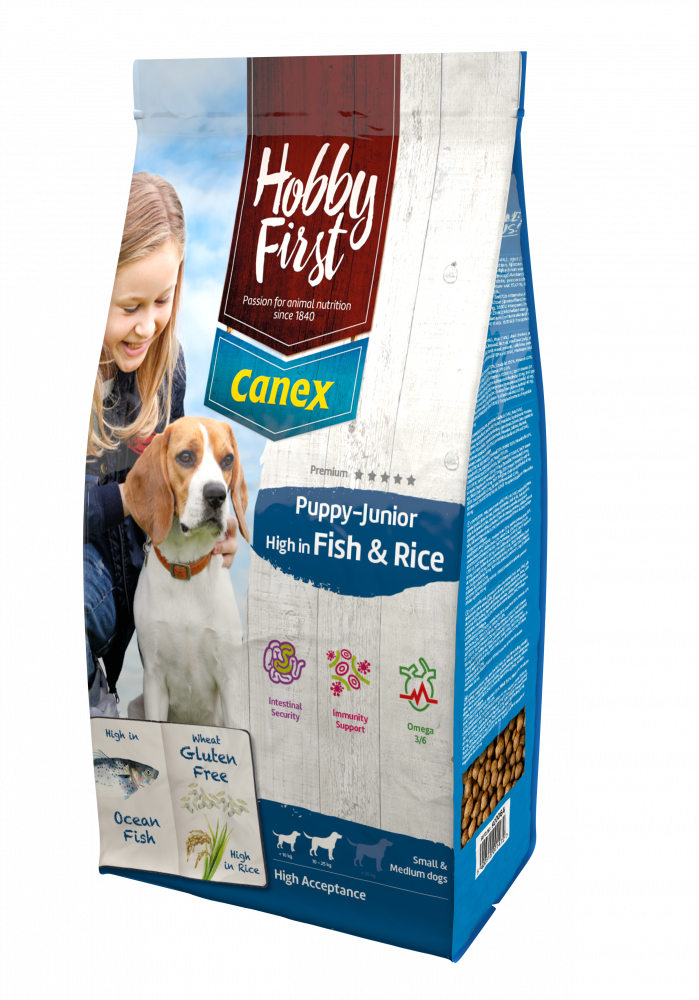Hobby First Canex puppy/junior fish&rice 12kg