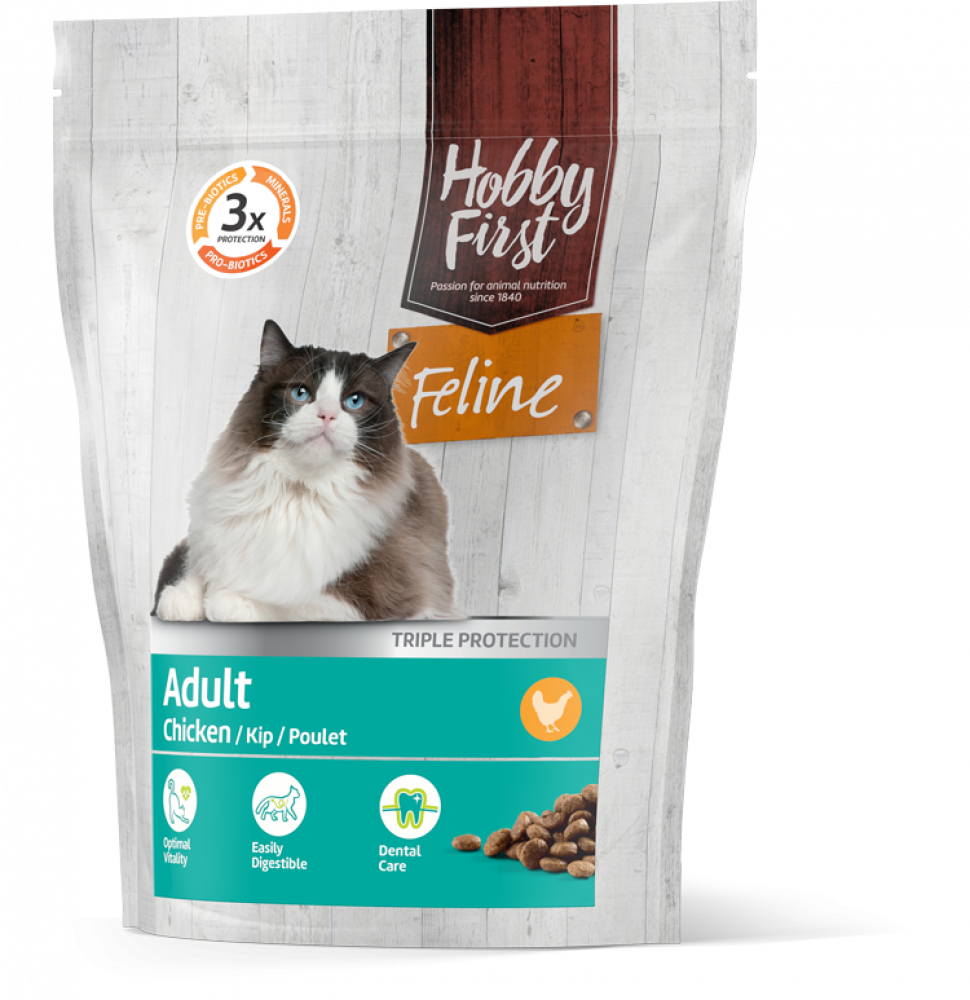 Hobby First Feline droog adult chicken 800gr