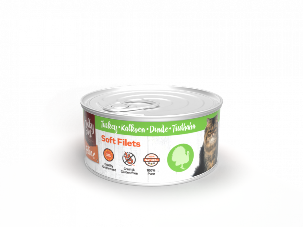 Hobby First Feline blik soft filets kalkoen 70gr