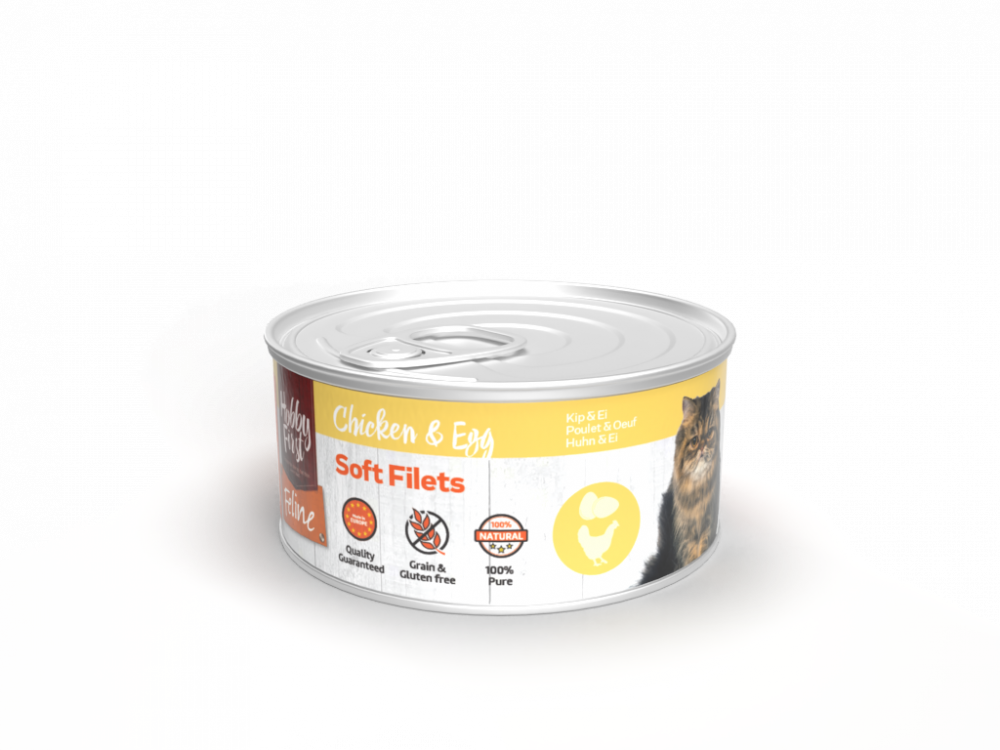 Hobby First Feline blik soft filets kip&ei 70gr