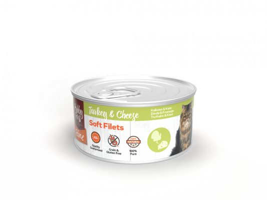 Hobby First Feline blik soft filets kalkoen&kaas 70gr