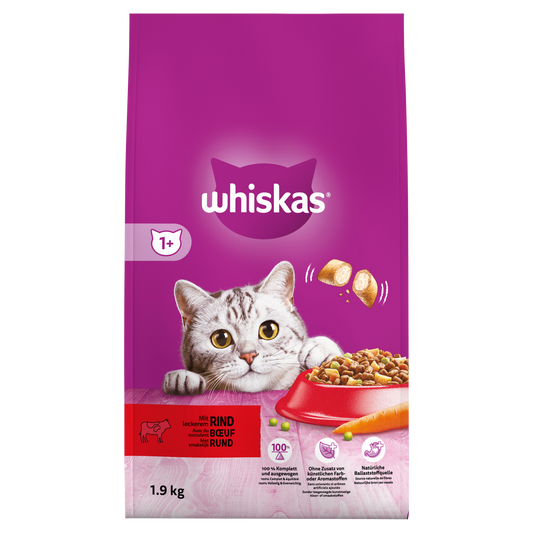 Whiskas 1+ droog adult rund 1,9kg