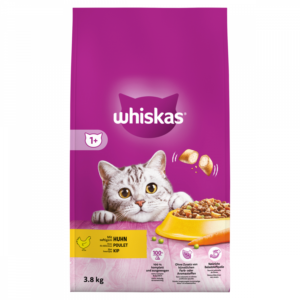 Whiskas 1+ droog adult kip 3,8kg