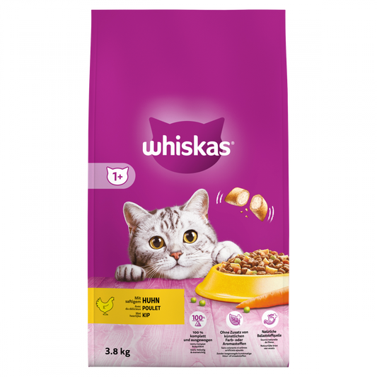Whiskas 1+ droog adult kip 3,8kg