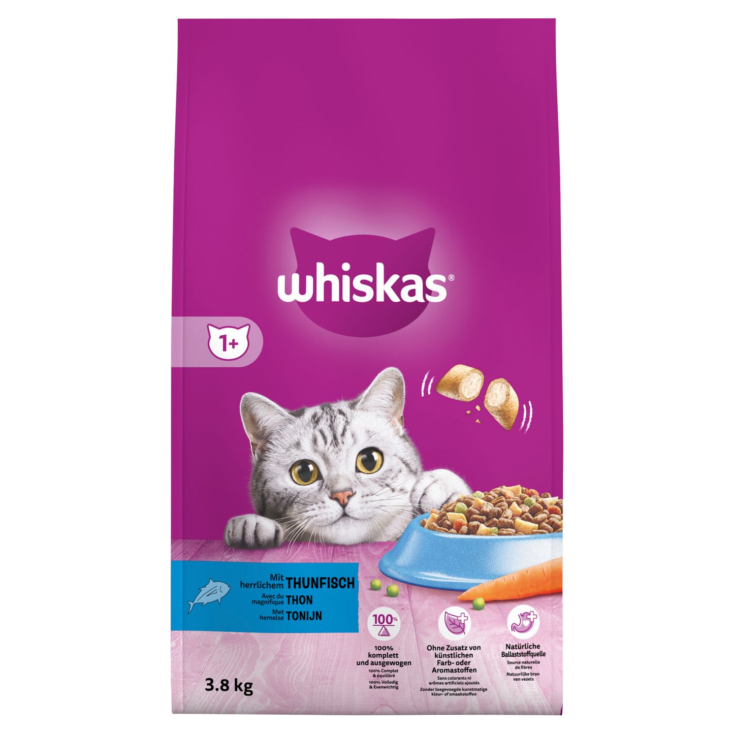 Whiskas 1+ droog adult tonijn 3,8kg