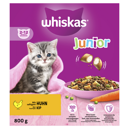 Whiskas 2-12M droog junior kip 800gr