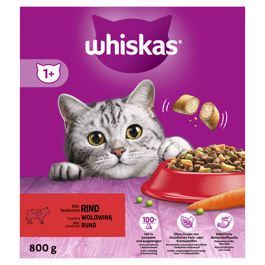 Whiskas 1+ droog adult rund 800gr