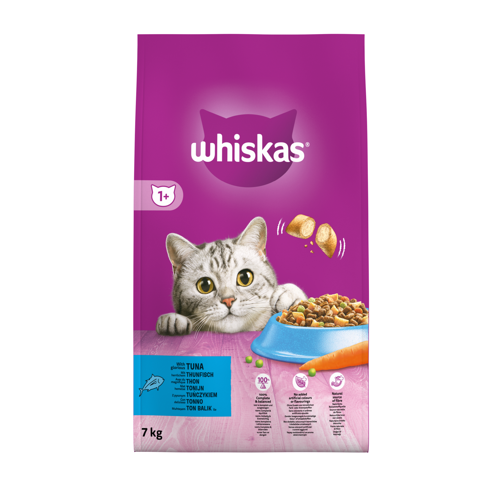 Whiskas 1+ droog adult tonijn 7kg