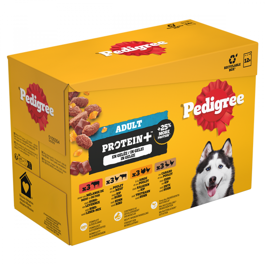 Pedigree pouch adult gelei protein+ mp 12x85gr