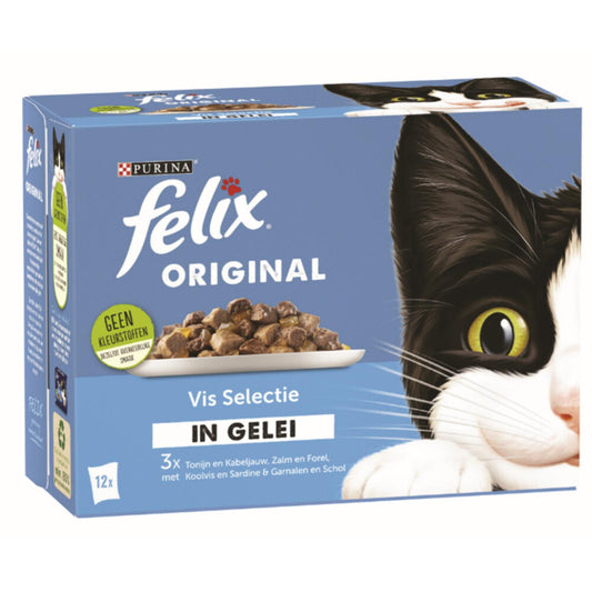 Afbeelding van Felix Original Katten Natvoer in Gelei – Vis Selectie 12x85g