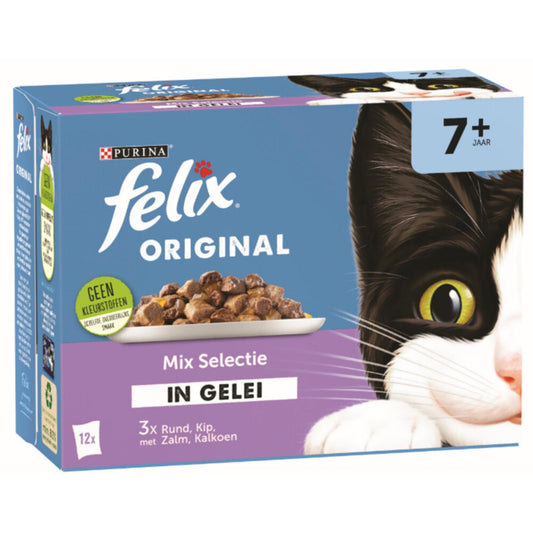Afbeelding van Felix Original Senior Katten Natvoer in Gelei – Mix Selectie 12x85g