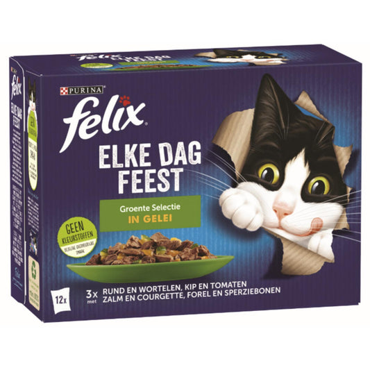 Afbeelding van Felix Elke Dag Feest Katten Natvoer in Gelei – Groente Selectie 12x85g