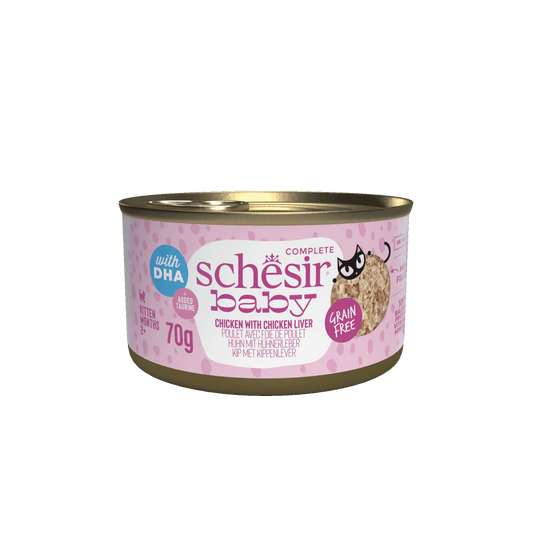 Schesir Baby kitten blik bouillon kip&lever 70gr