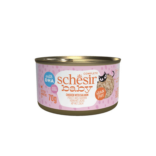 Schesir Baby kitten blik bouillon kip&zalm 70gr